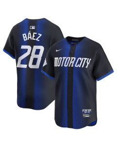 Men's Detroit Tigers #28 Javier Baez Navy 2024 City Connect Limited Jersey
