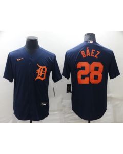 Men's Detroit Tigers #28 Javier Baez Navy Cool Base Stitched Jersey (Navy)