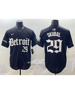 Men's Detroit Tigers #29 Tarik Skubal Black "Motor Gothic Edition" Vapor Premier Limited Stitched Baseball Jersey