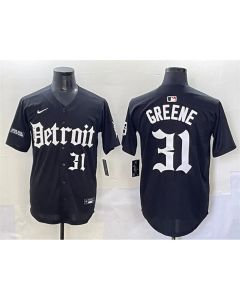 Men's Detroit Tigers #31 Riley Greene Black "Motor Gothic Edition" Vapor Premier Limited Stitched Baseball Jersey
