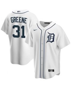 Men's Detroit Tigers #31 Riley Greene White Cool Base Stitched Jersey