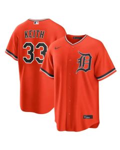 Men's Detroit Tigers #33 Colt Keith Orange Cool Base Stitched Jersey