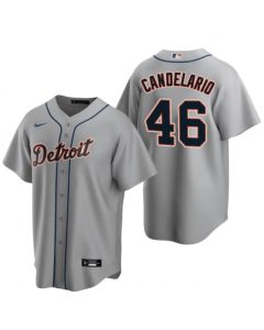 Men's Detroit Tigers #46 Jeimer Candelario Grey Cool Base Stitched Jersey