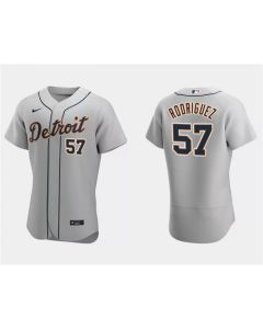 Men's Detroit Tigers #57 Eduardo Rodriguez Grey Flex Base Stitched Jersey