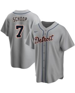 Men's Detroit Tigers #7 Jonathan Schoop Grey Cool Base Stitched Jersey