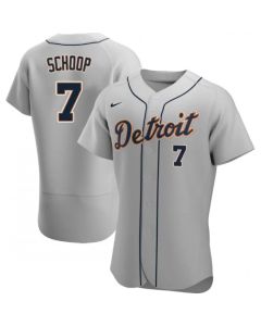 Men's Detroit Tigers #7 Jonathan Schoop Grey Flex Base Stitched Jersey