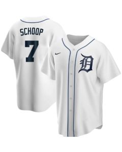 Men's Detroit Tigers #7 Jonathan Schoop White Cool Base Stitched Jersey