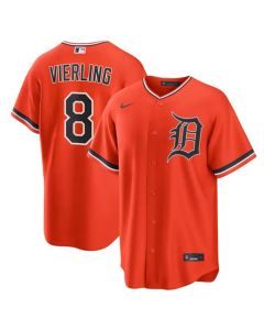 Men's Detroit Tigers #8 Matt Vierling Orange Cool Base Stitched Jersey (Orange)
