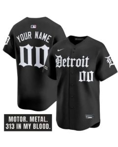 Men's Detroit Tigers Black "Motor Gothic Edition" Vapor Premier Limited Stitched Baseball Custom Jersey