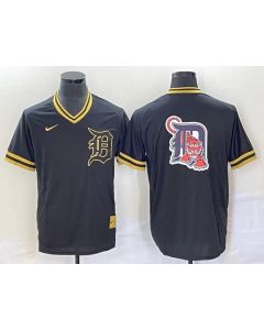 Men's Detroit Tigers Black Team Big Logo Cool Base Stitched Jersey