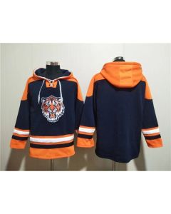 Men's Detroit Tigers Blank Navy Lace-Up Pullover Hoodie
