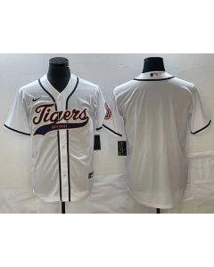 Men's Detroit Tigers Blank White Cool Base Stitched Baseball Jersey