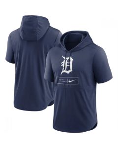 Men's Detroit Tigers Navy Short Sleeve Pullover Hoodie