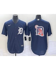 Men's Detroit Tigers Navy Team Big Logo Cool Base Stitched Jersey