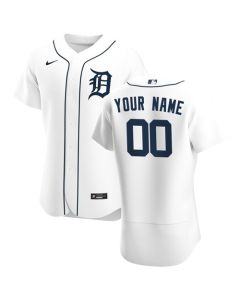 Men's Detroit Tigers White Customized Stitched MLB Jersey