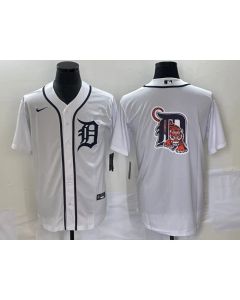 Men's Detroit Tigers White Team Big Logo Cool Base Stitched Jersey (White)