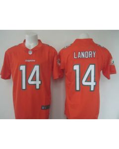 Men's Dolphins #14 Jarvis Landry Orange Limited Rush Stitched NFL Jersey