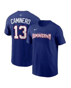 Men's Dominican Republic Baseball #13 Junior Caminero Royal 2026 World Baseball Classic Name & Number T-Shirt (Royal)