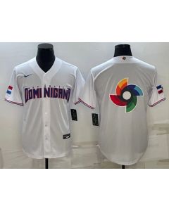 Men's Dominican Republic Baseball 2023 White World Baseball Big Logo Classic Stitched Jersey (White)