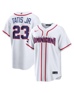 Men's Dominican Republic Baseball #23 Fernando Tatis Jr. White 2026 World Baseball Classic Home Stadium Jersey (White)