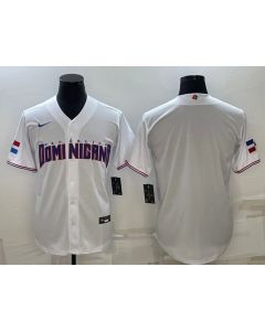 Men's Dominican Republic Baseball Blank 2023 White World Baseball Classic Stitched Jersey (White)