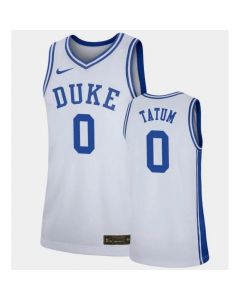 Men's Duke Blue Devils #0 Jayson Tatum White Stitched Basketball Jersey