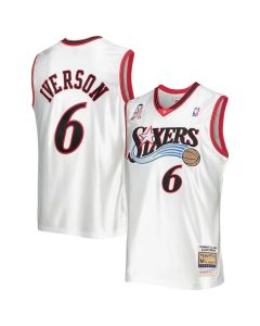 Men's Eastern Conference #6 Allen Iverson White Hardwood Classics 2002 NBA All-Star Game Authentic Jersey (White)