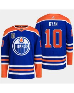 Men's Edmonton Oilers #10 Derek Ryan Royal 2024 Stanley Cup Final Patch Stitched Jersey