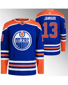 Men's Edmonton Oilers #13 Mattias Janmark Royal Stitched Jersey