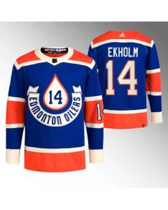 Men's Edmonton Oilers #14 Mattias Ekholm 2023 Royal Heritage Classic Primegreen Stitched Jersey