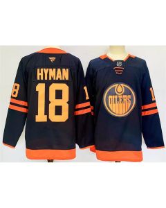 Men's Edmonton Oilers #18 Zach Hyman Navy 2024-25 Stitched Jersey