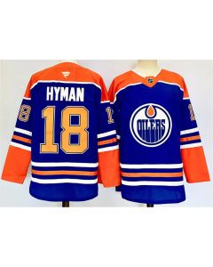 Men's Edmonton Oilers #18 Zach Hyman Royal 2024-25 Stitched Jersey