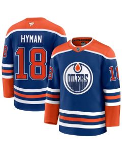 Men's Edmonton Oilers #18 Zach Hyman Royal Home Premium Jersey