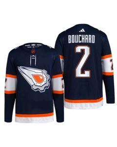 Men's Edmonton Oilers #2 Evan Bouchard Navy 2022-23 Reverse Retro Stitched Jersey