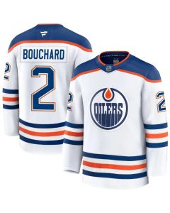 Men's Edmonton Oilers #2 Evan Bouchard White Away Premium Jersey