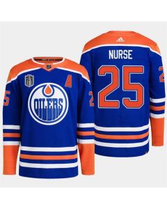 Men's Edmonton Oilers #25 Darnell Nurse Royal 2024 Stanley Cup Final Patch Stitched Jersey