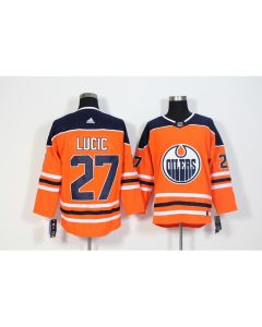 Men's Edmonton Oilers #27 Milan Lucic Orange Stitched NHL Jersey