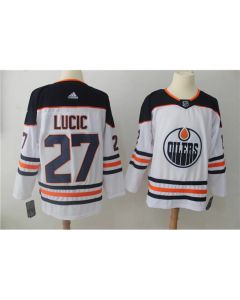 Men's Edmonton Oilers #27 Milan Lucic White Stitched NHL Jersey
