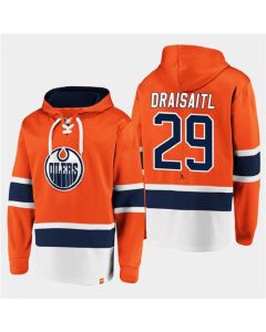 Men's Edmonton Oilers #29 Leon Draisaitl Orange All Stitched Sweatshirt Hoodie