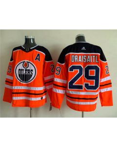Men's Edmonton Oilers #29 Leon Draisaitl Orange Stitched Jersey