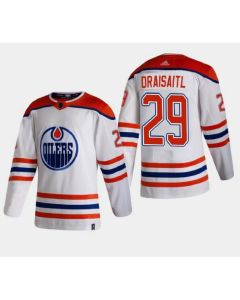 Men's Edmonton Oilers #29 Leon Draisaitl White 2020-21 Reverse Retro Stitched Jersey