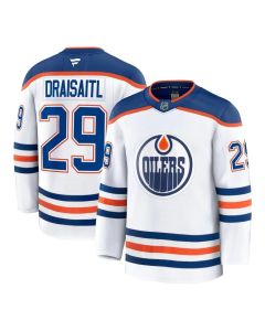 Men's Edmonton Oilers #29 Leon Draisaitl White Away Premium Jersey