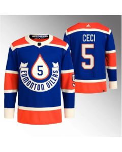 Men's Edmonton Oilers #5 Cody Ceci 2023 Royal Heritage Classic Primegreen Stitched Jersey