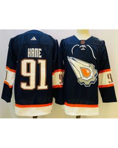 Men's Edmonton Oilers #91 Evander Kane Navy 2022-23 Reverse Retro Stitched Jersey