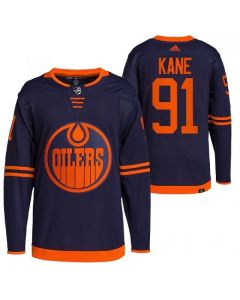 Men's Edmonton Oilers #91 Evander Kane Navy Stitched Jersey