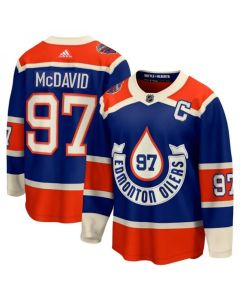 Men's Edmonton Oilers #97 Connor McDavid 2023 Royal With Patch Heritage Classic Primegreen Stitched Jersey