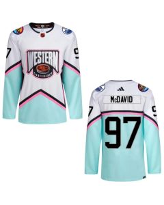 Men's Edmonton Oilers #97 Connor McDavid 2023 White All-Star Game Stitched Jersey