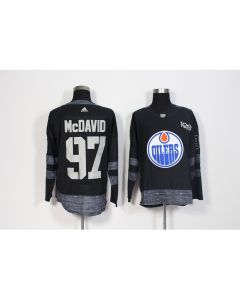 Men's Edmonton Oilers #97 Connor McDavid Black 1917-2017 100th Anniversary Stitched NHL Jersey (Black)