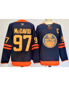 Men's Edmonton Oilers #97 Connor McDavid Navy 2024-25 C Patch Stitched Jersey