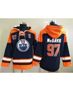 Men's Edmonton Oilers #97 Connor McDavid Navy Ageless Must-Have Lace-Up Pullover Hoodie